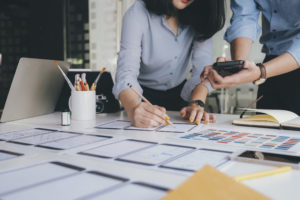Website Design Team Planning navigation for the site