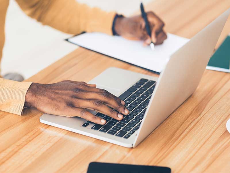 person working on laptop